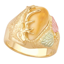 Dakota Elk Ivory 10 Karat Gold Mens Ring - Jewelry