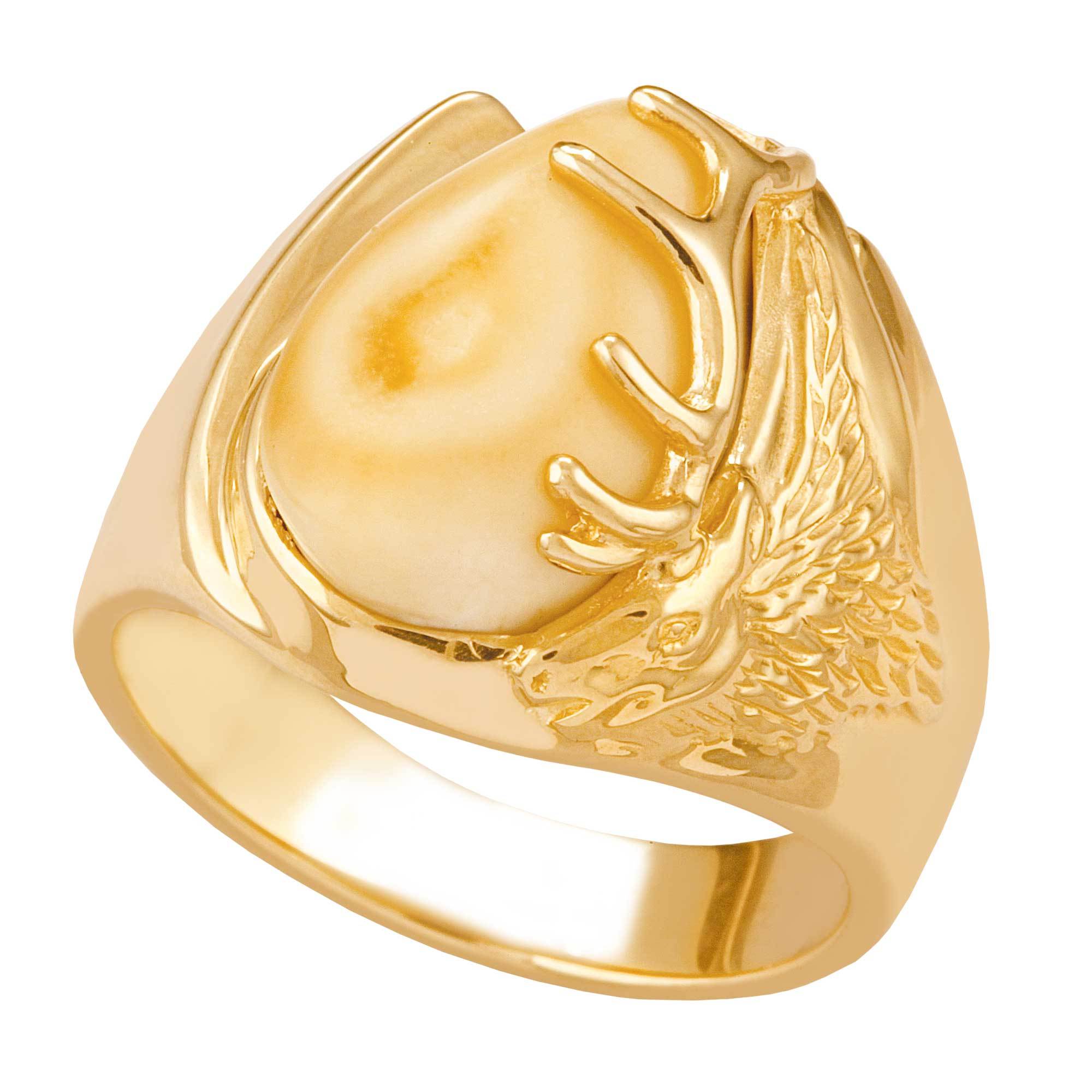 Bighorn - Gold Elk Ivory Mens Ring