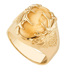 Twin Peaks Elk Ivory Gold Mens Ring - Jewelry