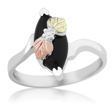 Sterling Silver Onyx Black Hills Gold Ring - Jewelry