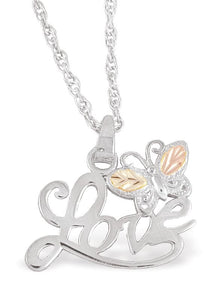 Sterling Silver Black Hills Gold Love Pendant & Necklace - Jewelry