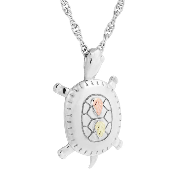 Sterling Silver Black Hills Gold Turtle Pendant & Necklace - Jewelry