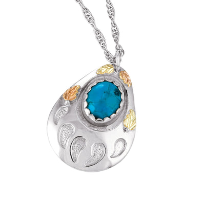 Sterling Silver Black Hills Gold Turquoise Pendant & Necklace - Jewelry