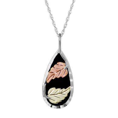 Sterling Silver Black Hills Gold Teardrop Pendant & Necklace - Jewelry