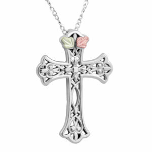Sterling Silver Black Hills Gold Gaelic Cross Pendant & Necklace - Jewelry
