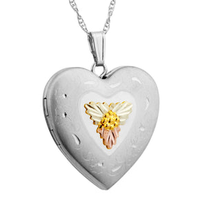 Sterling Silver Black Hills Gold Locket Pendant & Necklace - Jewelry