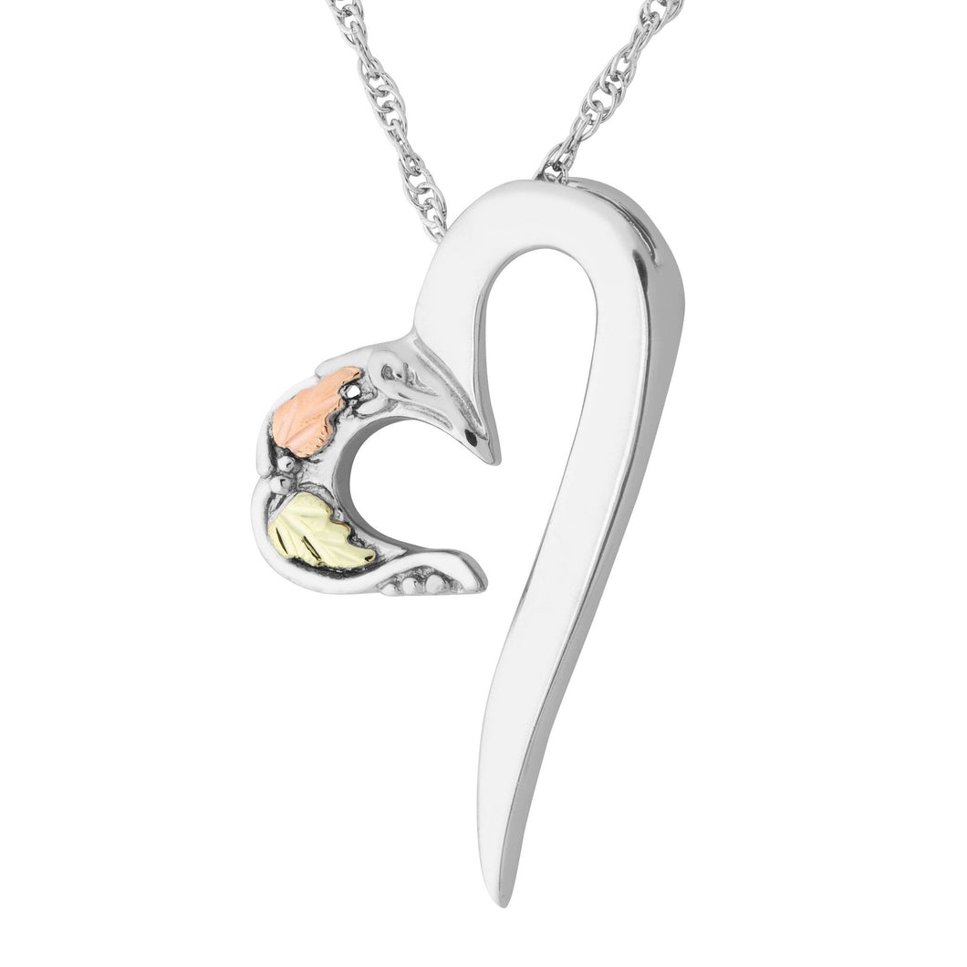 Sterling Silver Black Hills Gold Stylish Heart Pendant & Necklace - Jewelry