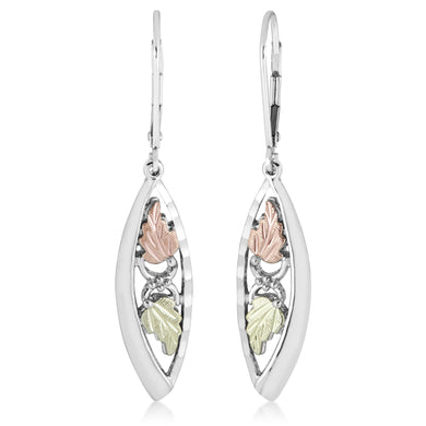 Black Hills Gold Sterling Silver Oval Foliage Earrings - Jewelry