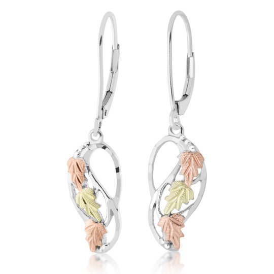 Modern Black Hills Gold Sterling Silver Foliage Earrings - Jewelry