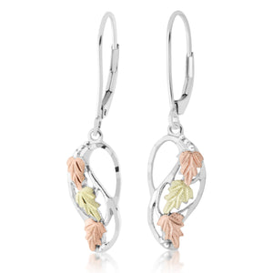 Modern Black Hills Gold Sterling Silver Foliage Earrings - Jewelry