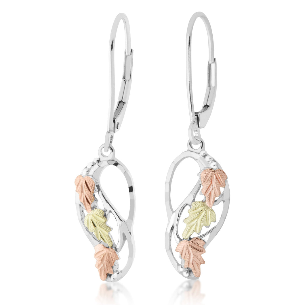 Modern Black Hills Gold Sterling Silver Foliage Earrings - Jewelry
