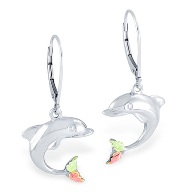 Black Hills Gold Sterling Silver Dolphin Earrings - Jewelry
