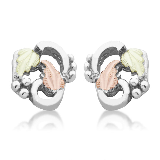 Black Hills Gold Little Foliage Sterling Silver Earrings - Jewelry