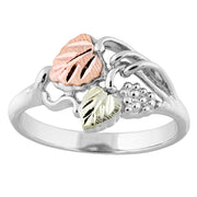 Sterling Silver Black Hills Gold Double Leaf Ring - Jewelry