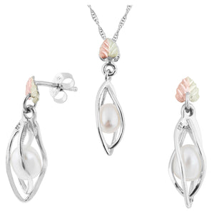 Sterling Silver Pearl Earrings & Pendant Set - Jewelry