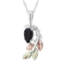 Sterling Silver Black Hills Gold Pear Cut Onyx Pendant - Jewelry