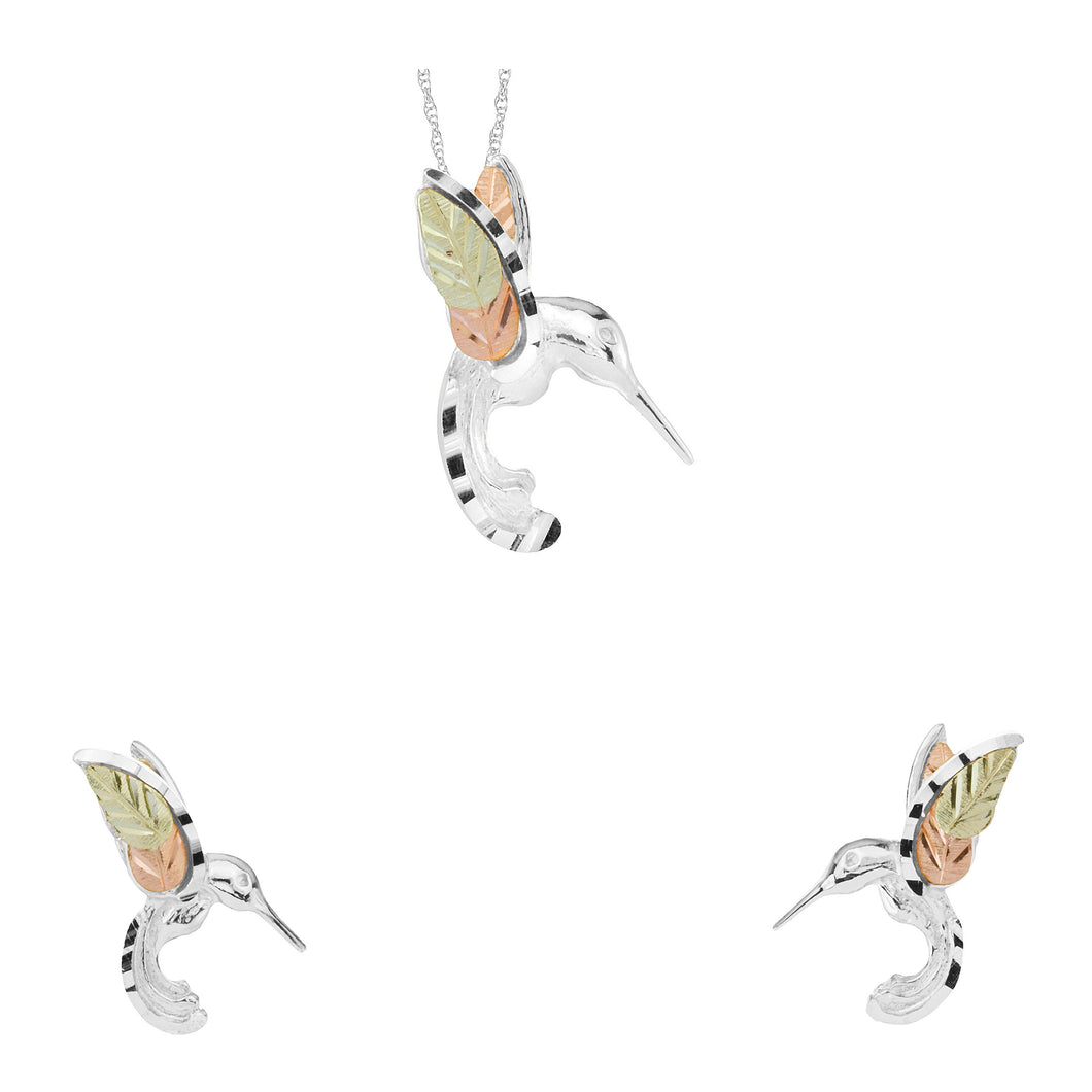 Sterling Silver Hummingbird Earrings & Pendant Set II - Jewelry