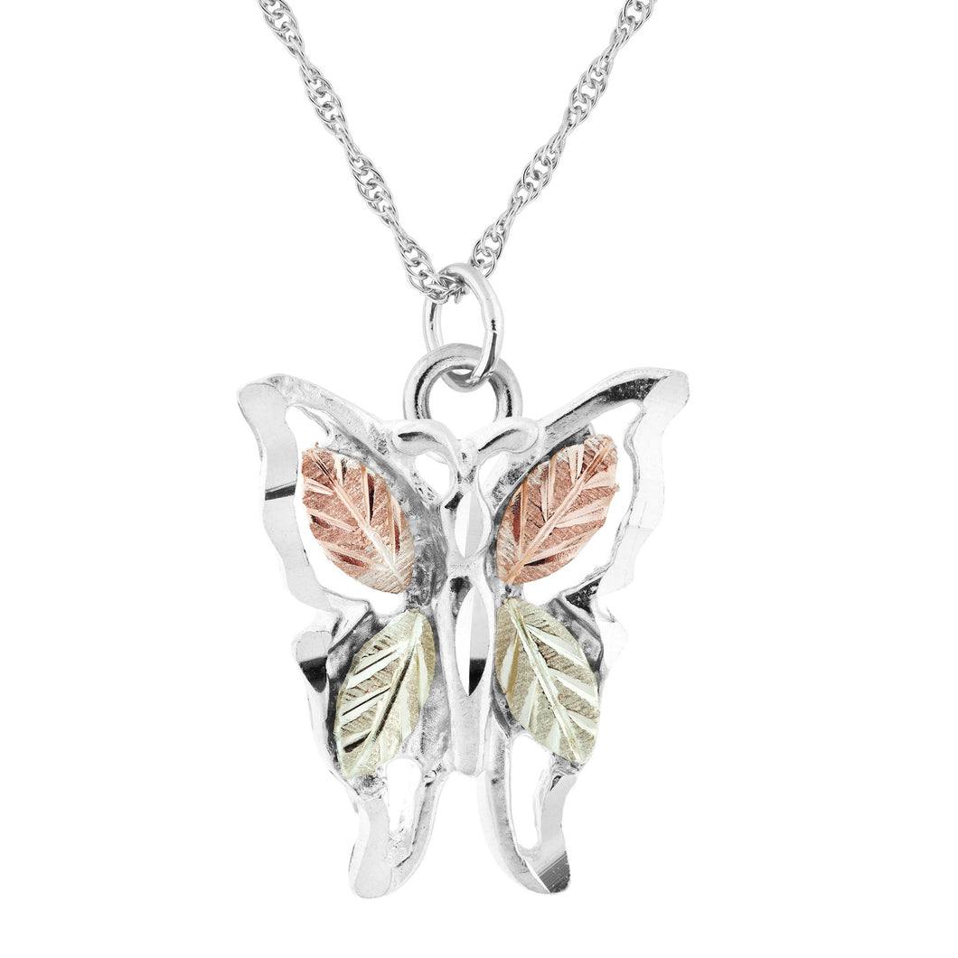 Sterling Silver Black Hills Gold Butterfly Pendant I - Jewelry