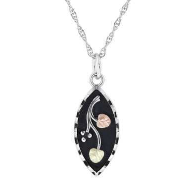 Sterling Silver Black Hills Gold Antiqued Oval Pendant - Jewelry