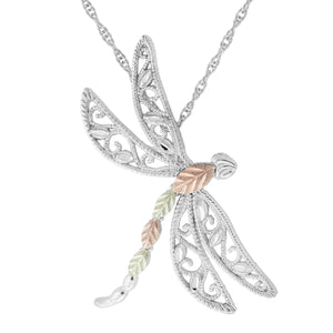 Sterling Silver Black Hills Gold Dragonfly Pendant - Jewelry