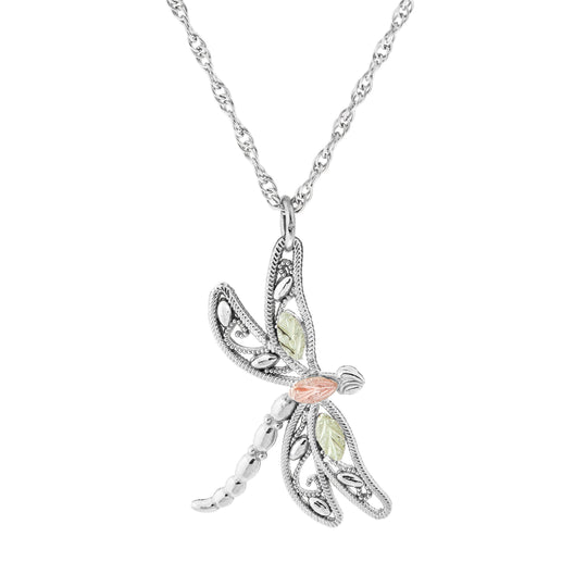 Sterling Silver Black Hills Gold Dragonfly Pendant II - Jewelry
