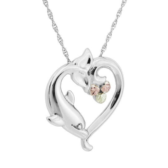 Sterling Silver Black Hills Gold Dolphin Pendant - Jewelry