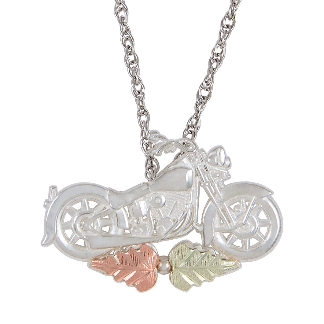 Sterling Silver Black Hills Gold Motorcycle Pendant - Jewelry