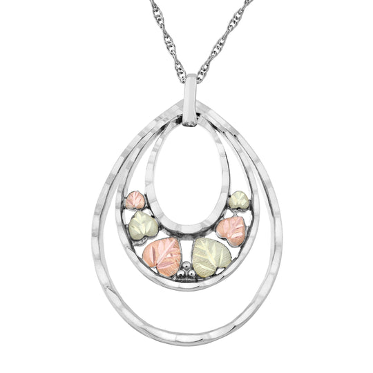 Sterling Silver Black Hills Gold Ovals Pendant - Jewelry