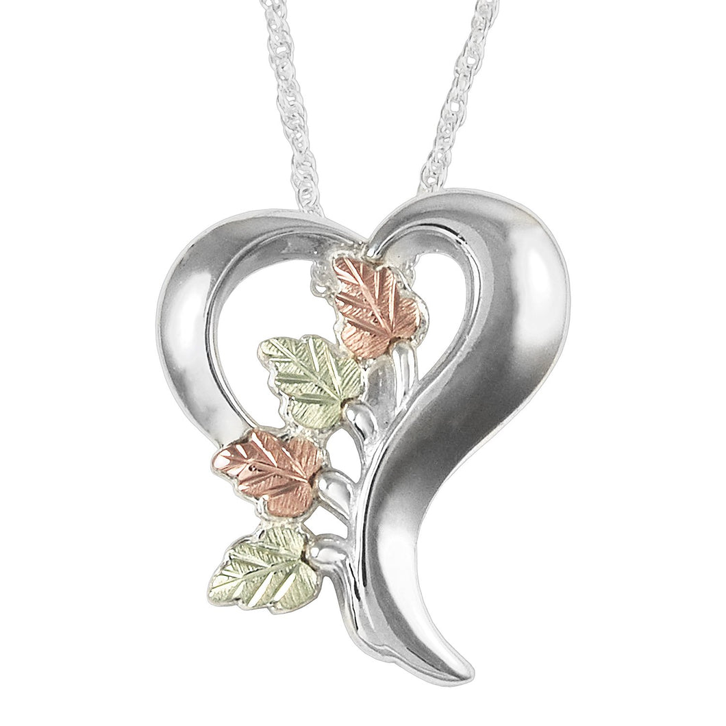 Sterling Silver Black Hills Gold Modern Heart Pendant - Jewelry
