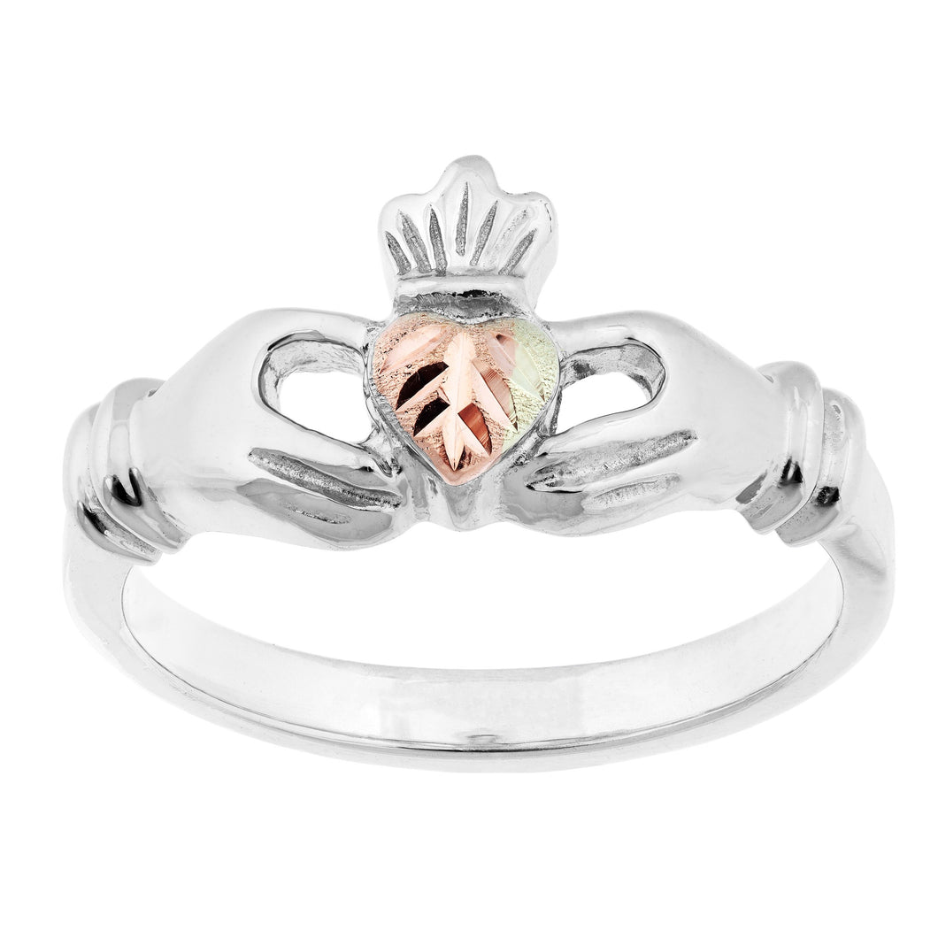 Sterling Silver Black Hills Gold Claddagh Ring - Jewelry