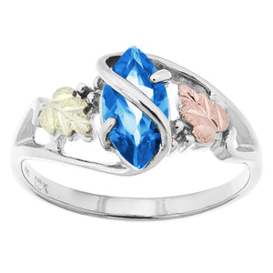 Sterling Silver Black Hills Gold Blue Topaz Ring - Jewelry