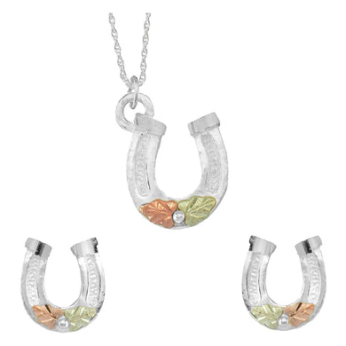 Sterling Silver Horseshoes Earrings & Pendant Set - Jewelry