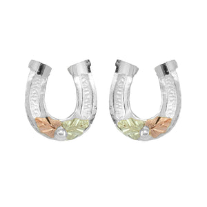Sterling Silver Black Hills Gold Horseshoe Earrings I - Jewelry