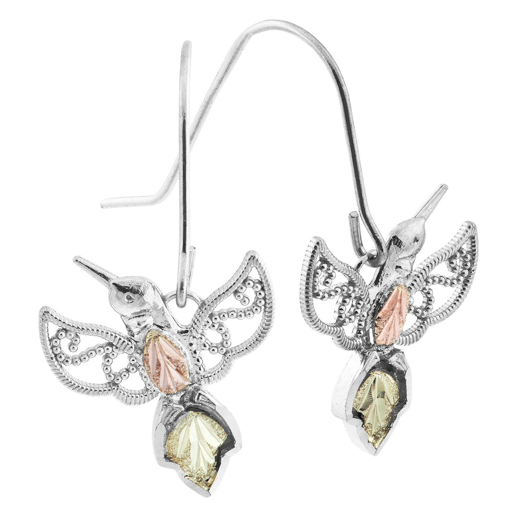 Sterling Silver Black Hills Gold Hummingbird Earrings II - Jewelry