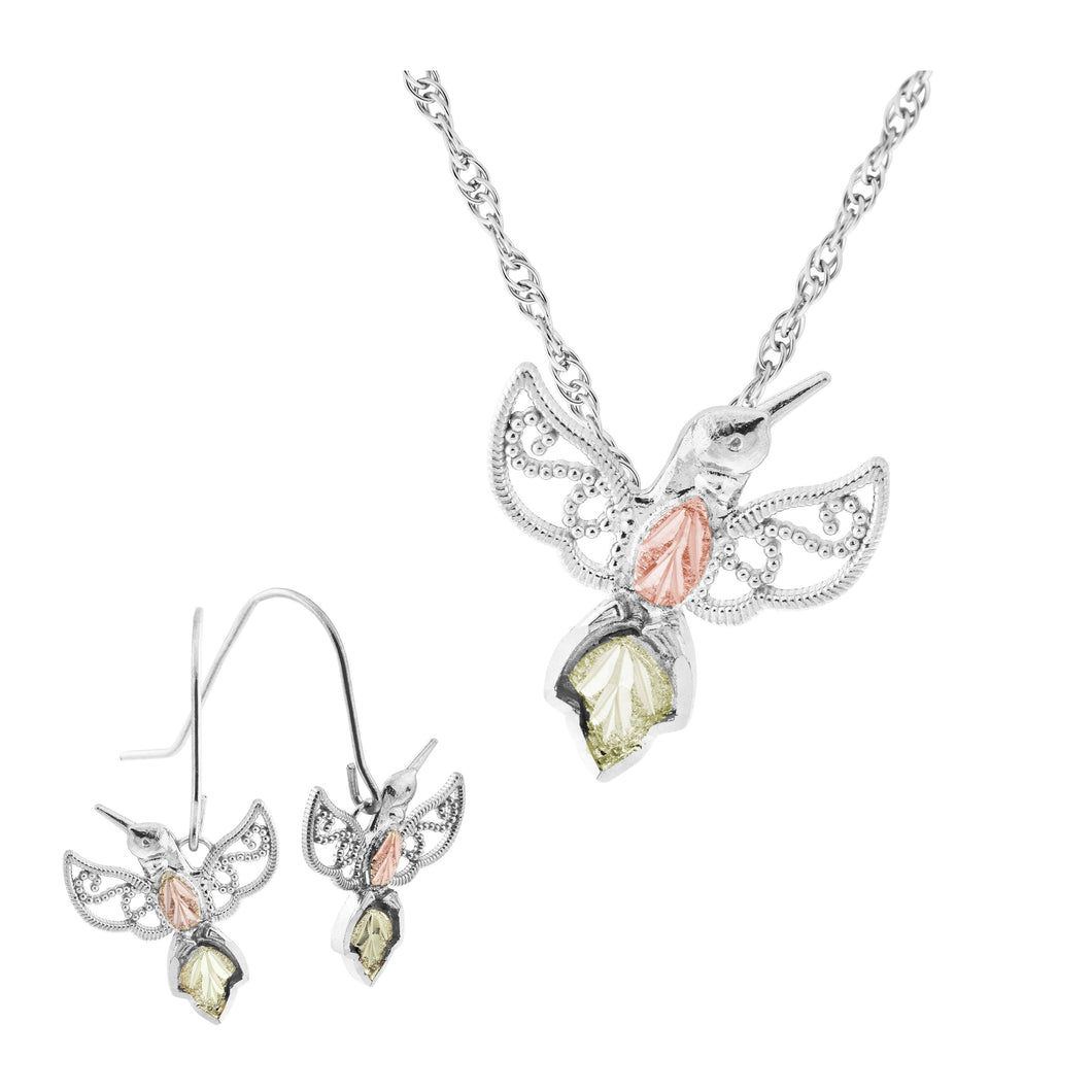 Sterling Silver Hummingbird Earrings & Pendant Set - Jewelry