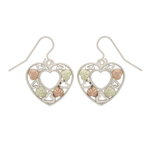 Sterling Silver Black Hills Gold Heart in a Heart Earrings - Jewelry