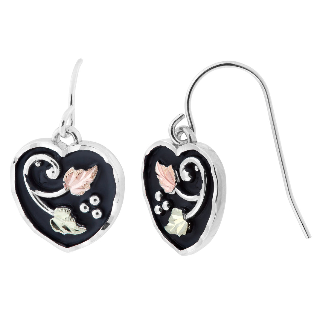Sterling Silver Black Hills Gold Heart Earrings - Jewelry