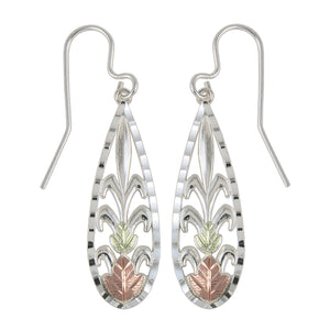 Sterling Silver Black Hills Gold Oval Design Earrings - Jewelry