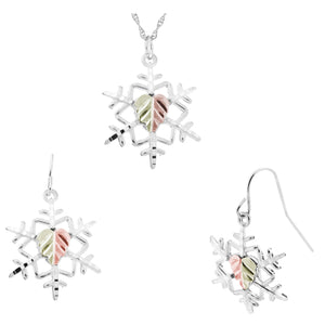 Sterling Silver Snowflake Earrings & Pendant Set - Jewelry