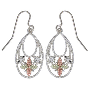Sterling Silver Black Hills Gold Fancy Oval Earrings - Jewelry