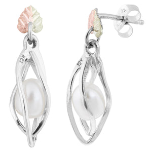 Sterling Silver Black Hills Gold Pearl Earrings - Jewelry