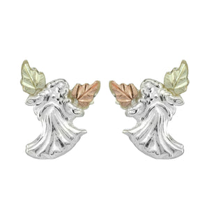 Sterling Silver Black Hills Gold Open Arms Angel Earrings - Jewelry