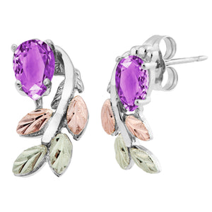 Sterling Silver Black Hills Gold Pear Cut Amethyst Earrings - Jewelry