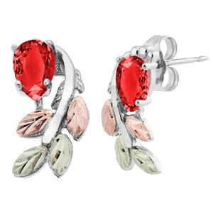 Sterling Silver Black Hills Gold Pear Cut Garnet Earrings - Jewelry