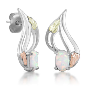 Sterling Silver Opal Leaves Earrings - Black Hills Gold - Jewelry