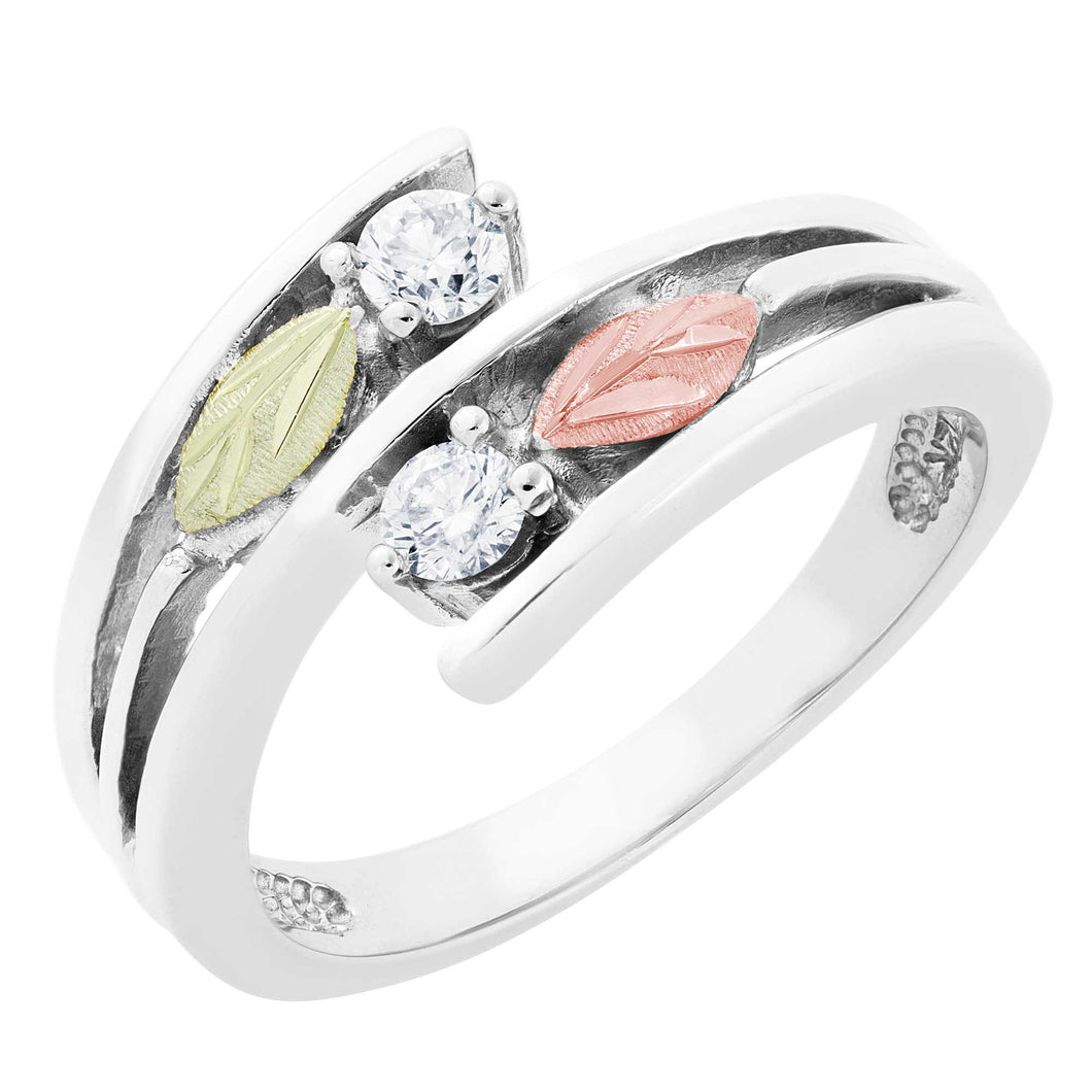 Black Hills Gold Sterling Silver Diamond Foliage Ring - Jewelry