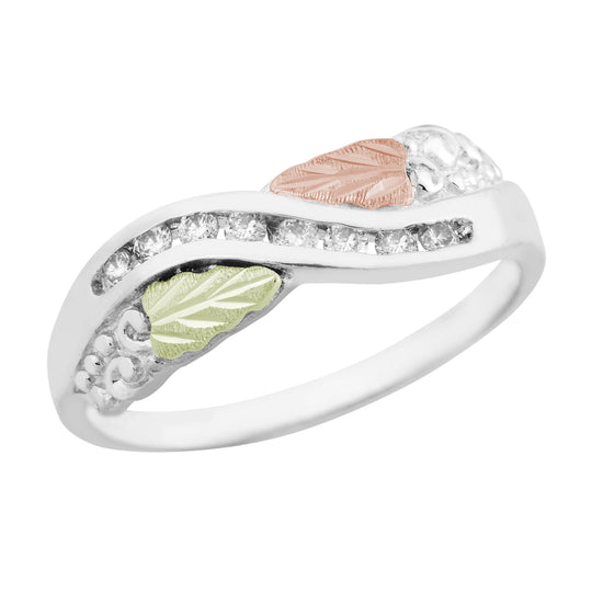 Sterling Silver Leaves & Diamond Ring - Black Hills Gold - Jewelry