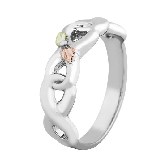 Sterling Silver Link Design Ring - Black Hills Gold - Jewelry