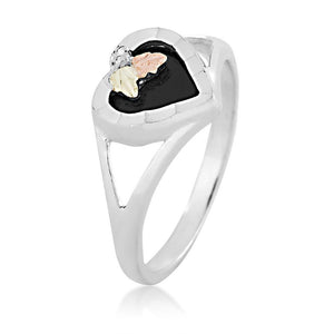 Sterling Silver Onyx Heart Ring - Black Hills Gold - Jewelry