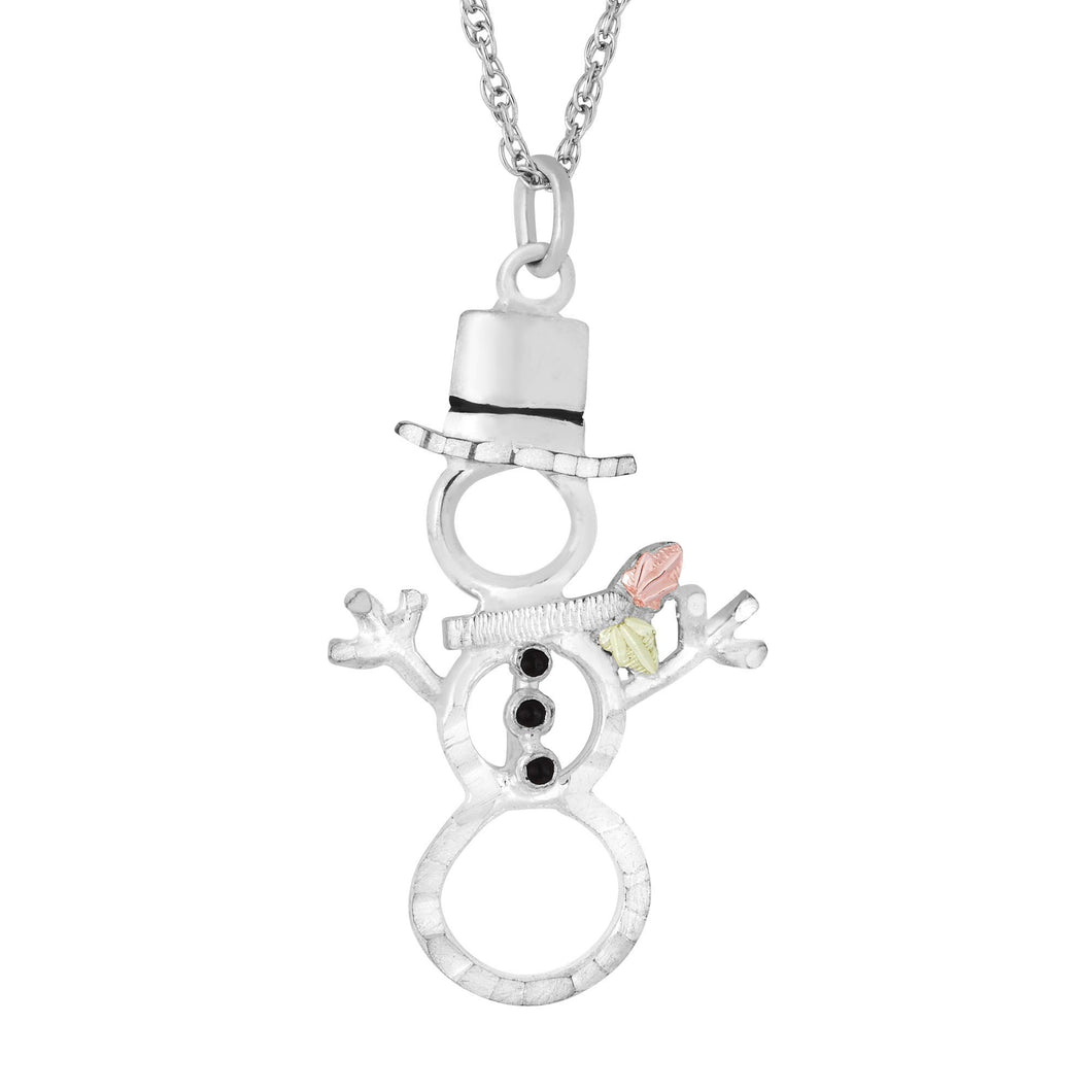 Sterling Silver Black Hills Gold Snowman Pendant - Jewelry
